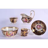 AN EARLY 19TH DERBY PORCELAIN TEAWARES including a trio, cream jug and slop bowl. Largest 12 cm diam