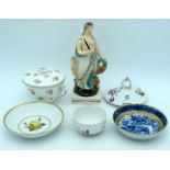 A Ralph wood figure together with a group of English ceramic items (7) 22cm.