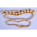 THREE CONTINENTAL ANTIQUE IVORY NECKLACES. (3)