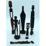 A group of mainly hardwood African figures largest 39cm (6).