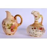 Royal Worcester ewer painted with flowers on a blush ivory ground, date code 1894, shape 1136 and a