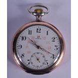 A SILVER OMEGA POCKET WATCH. 4.5 cm wide.