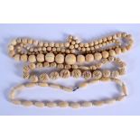 THREE CONTINENTAL ANTIQUE BONE NECKLACES. (3)