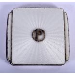 AN ART DECO SILVER AND ENAMEL CIGARETTE CASE. 103 grams overall. 7.5 cm x 6.5 cm.