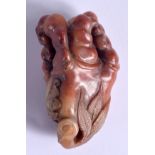 A CHINESE CARVED SOAPSTONE FRUITING POD 20th Century. 6 cm x 3 cm.