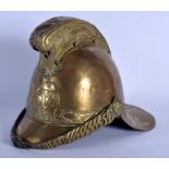 A 1940S NSWFB BRASS FIREMAN'S HELMET. 26 cm x 28 cm.