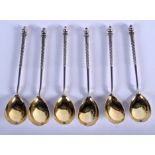 SIX ANTIQUE RUSSIAN SILVER SPOONS. 182 grams. 14 cm long. (6)