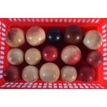 ASSORTED ANTIQUE IVORY SNOOKER BALLS. 897 grams. Largest 4 cm wide. (15)