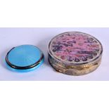 TWO EARLY 20TH CENTURY SILVER AND ENAMEL COMPACTS. 145 grams. Largest 7 cm diameter. (2)