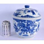 A LARGE CHINESE QING DYNASTY BLUE AND WHITE PORCELAIN BOWL AND COVER Kangxi mark and possibly of the