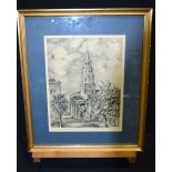 Elizabeth O'Neil Vernier print of a street scene 36 x 28.