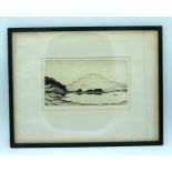 A Framed etching by Kenneth Steele of Luss, Loch Lomond 16 x 26cm.