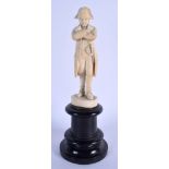 A 19TH CENTURY EUROPEAN CARVED DIEPPE IVORY FIGURE OF NAPOLEON upon an ebonised base. Ivory 19.5 cm