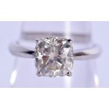 AN 18CT WHITE GOLD AND DIAMOND SOLITAIRE RING of approx 3 cts, G/H colour, Vs2. N.