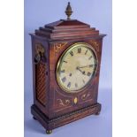 AN EARLY 19TH CENTURY REGENCY BRASS INLAID MANTEL CLOCK Stollenwerck of Paris, the case decorated wi