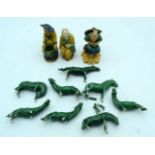 Collection of Chinese Sancai figures and glazed pottery horses.(11).