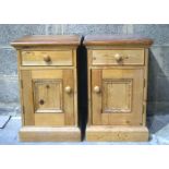 A pair of pine one drawer bedside cabinets 42 x 40 x 63 (2).