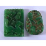 TWO CHINESE JADE PENDANTS. Largest 6 cm x 4 cm. (2)