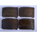 FOUR CONTEMPORARY CONTINENTAL BRONZE BELT BUCKLES. 9 cm x 6 cm. (4)