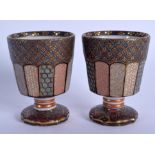 A PAIR OF 19TH CENTURY JAPANESE MEIJI PERIOD KUTANI PORCELAIN CUPS of unusually fine quality. 5.5 cm