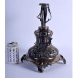 A RARE 19TH CENTURY CONTINENTAL SILVER TABLE CENTREPIECE formed as roaming stands, decorated with fo