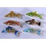 SIX CHINESE CLOISONNE ENAMEL FISH. (6)