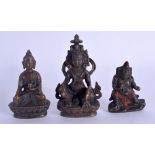 THREE CHINESE TIBETAN BUDDHAS 20th Century. Largest 7 cm high. (3)