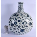 A RARE LARGE CHINESE BLUE AND WHITE PORCELAIN VASE possibly Late Ming, painted with flowers and vine