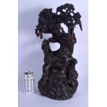 A LARGE EARLY 20TH CENTURY CHINESE CARVED HARDWOOD FIGURE OF A BUDDHA Late Qing/Republic. 44 cm x 22