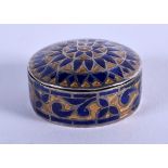 A SMALL ANTIQUE INDIAN SILVER AND ENAMEL BOX. 10 grams. 2.5 cm x 1 cm.