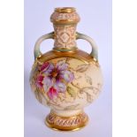Royal Worcester two handled vase modelled Middle Eastern style and painted with prismatic enamels 18