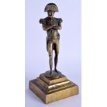 A 19TH CENTURY FRENCH BRONZE FIGURE OF NAPOLEON BONAPARTE modelled with arms crossed. 18 cm high.