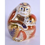 Royal Crown Derby imari paperweight Monkey and Baby. 9cm high