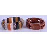 TWO HARDSTONE BRACELETS. (2)