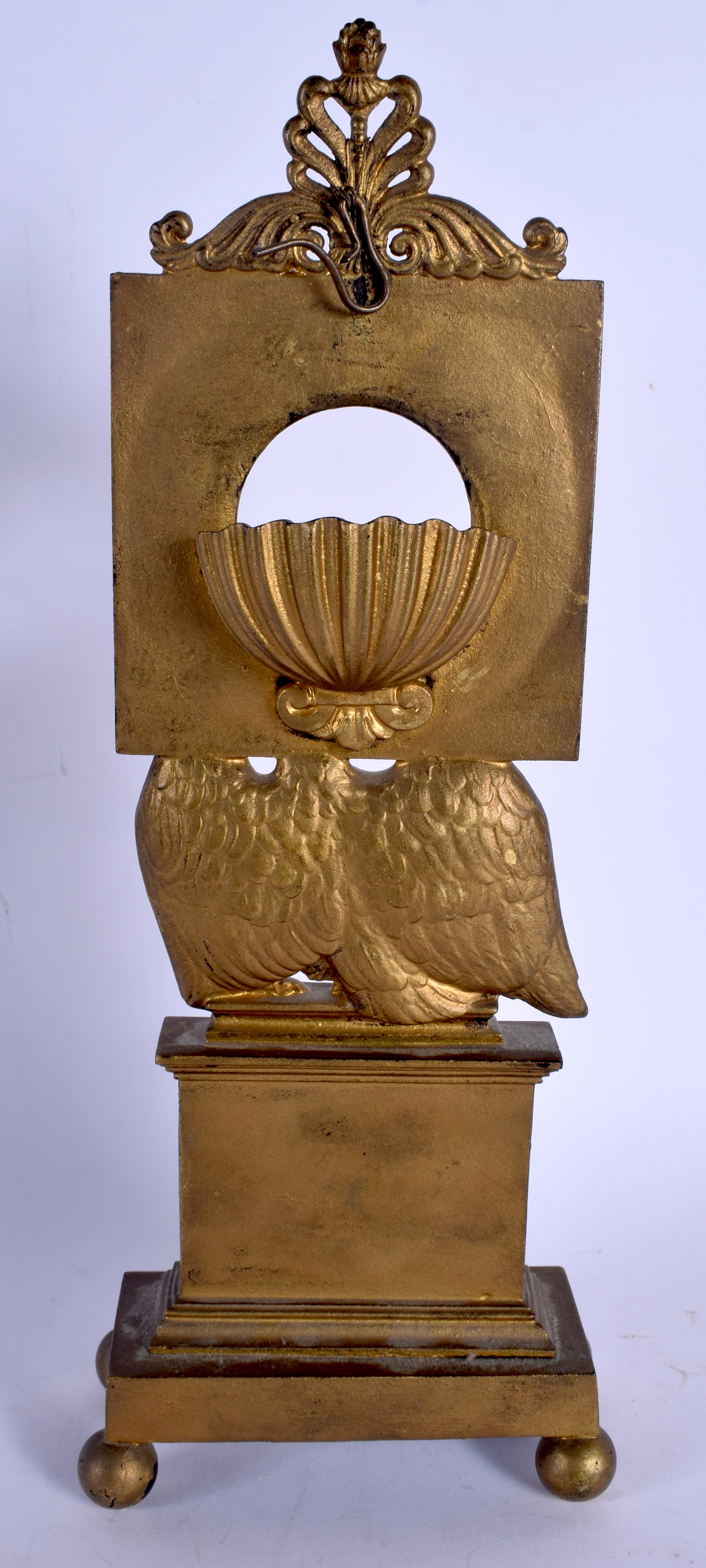 A 19TH CENTURY FRENCH BRONZE POCKET WATCH HOLDER formed with a winged bird. 32 cm x 9 cm. - Image 2 of 3