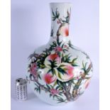 A VERY LARGE CHINESE PORCELAIN FAMILLE ROSE VASE 20th Century, painted with peaches. 50 cm high.
