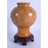 AN 18TH/19TH CENTURY CHINESE CARVED SOAPSTONE BALUSTER VASE Qianlong/Jiaqing, carved with trailing f