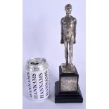 A RARE ART DECO SILVERED BRONZE FIGURE OF A BOXING CHAMPION presented to the 2nd Battalion (The Loya