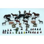 A group of lead and metal animals and soldiers Qty.