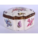 AN 18TH CENTURY EUROPEAN ENAMELLED PORCELAIN BOX painted in the Meissen style with flowers. 8 cm squ