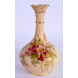 Royal Worcester vase painted with flowers on a blush ivory ground, date code 1911, shape G702. 18cm