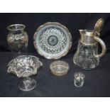 A collection of Glass items including vases, jugs, bowls, bob bon dish etc 27 cm (7).