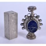 AN ITALIAN SILVER LIPSTICK HOLDER and a silver bottle. 55 grams. Largest 6.5 cm high. (2)