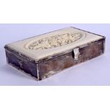 AN ANTIQUE CONTINENTAL IVORY AND SILVER SNUFF BOX. 125 grams. 10 cm x 7 cm.