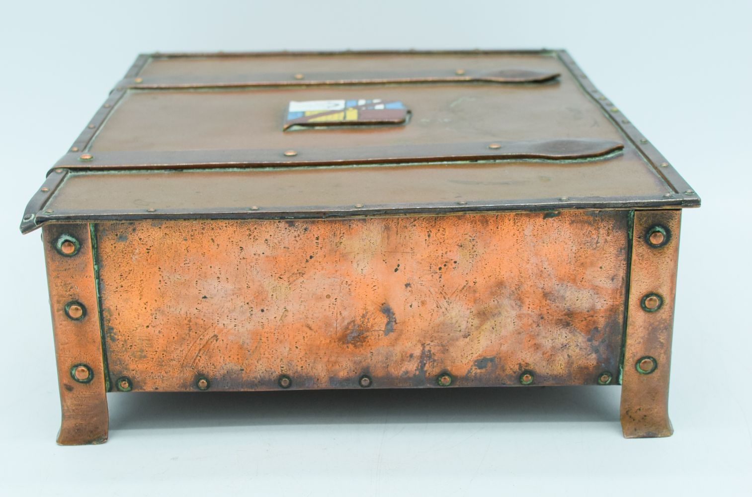 An Australian hand crafted copper engraved box, dated 1911 presented to Rev Henry Latham 22 x 9 cm - Image 4 of 8