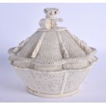 A 19TH CENTURY CHINESE CARVED CANTON IVORY BASKET BASE Qing, with associated similar cover, decorate