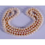 EDWARDIAN STYLE 5MM PEARL NECKLACE. 40 grams. 86 cm long.