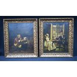 A framed pair of 19th century Dutch school oil on Canvas 43 x 35 cm