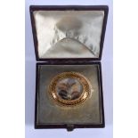 A FINE EARLY 19TH CENTURY GOLD AND ENAMEL MOURNING BROOCH. 21 grams. 3.5 cm x 4.5 cm.