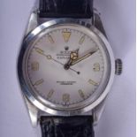 A VERY UNUSUAL 1950S ROLEX WHITE DIAL EXPLORER ALBINO WRISTWATCH C1958 with yellow numerals. 3.25 cm